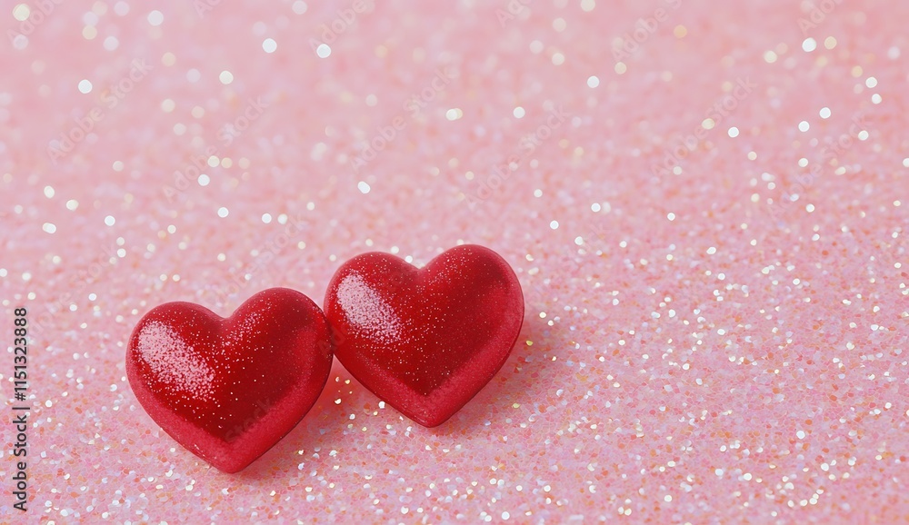 Obraz premium Romantic Valentine's Day Greeting with Glitter Hearts