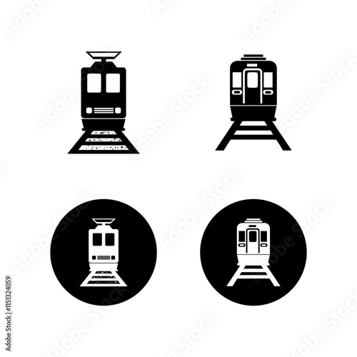 commuter line train icon set
