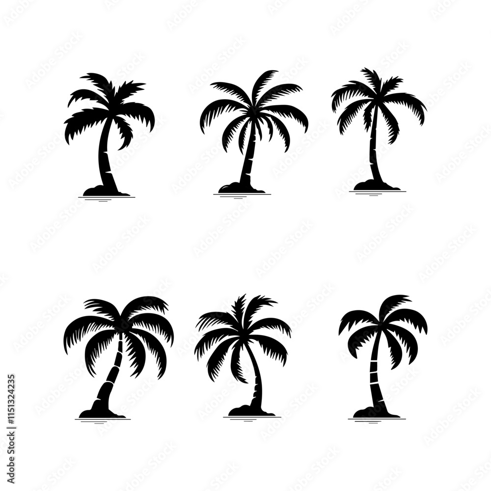 Fototapeta premium simple design palm tree icon set