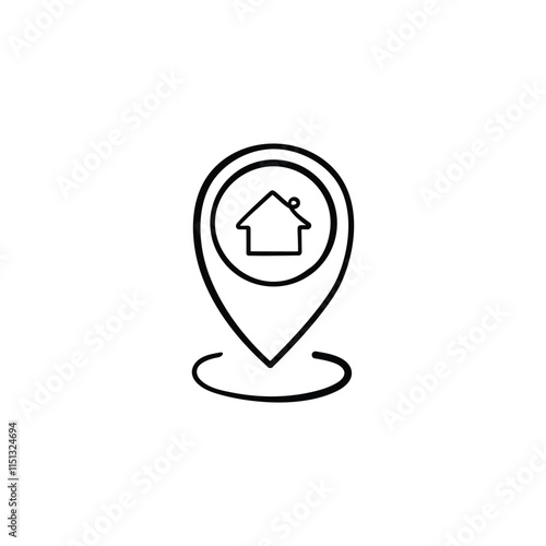 Home Location Line Style Icon Design
