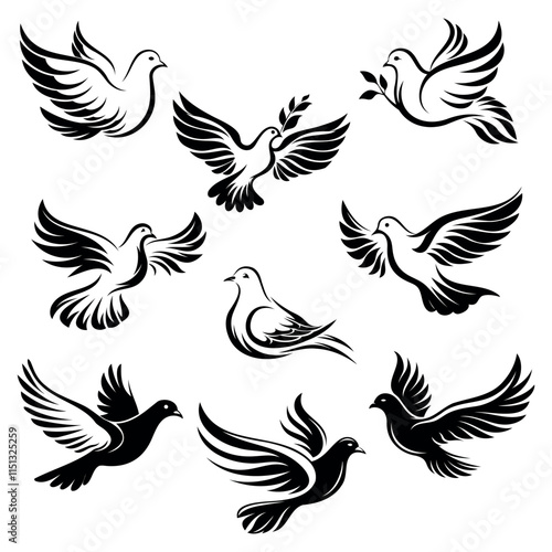 
dove bird icon collection