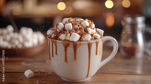 Wallpaper Mural Hot chocolate with marshmallows and caramel drizzle Torontodigital.ca