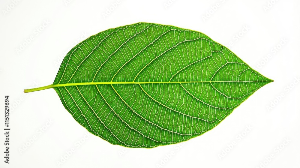 Obraz premium Green foliage concept. A vibrant green leaf showcasing intricate vein patterns and rich textures.