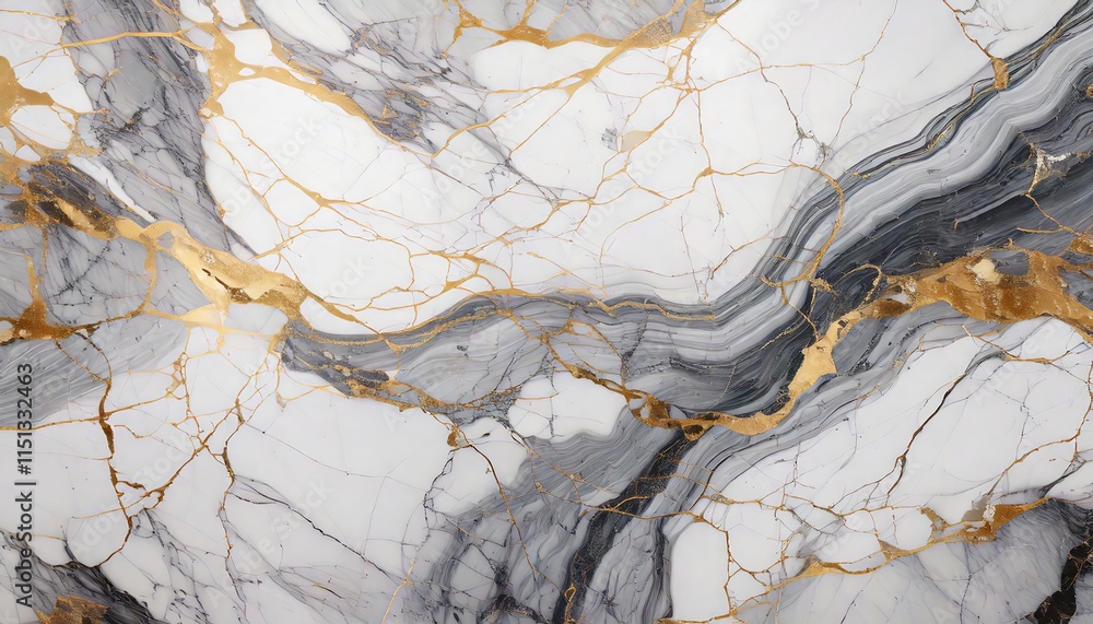 Obraz premium Seamless Marble Texture with Elegant White and Gray Tones Accented by Shimmering Gold Veins