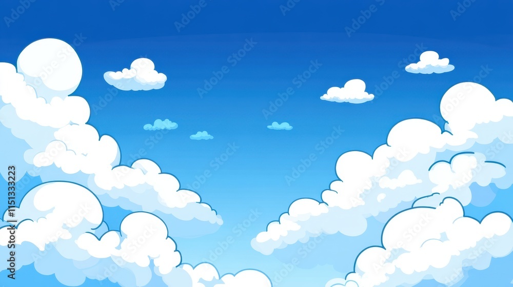 A crisp sky with towering white clouds and a clear central area, perfect for promotional text placement. A crisp sky with towering white clouds and a clear central area, perfect for promotional text placement.