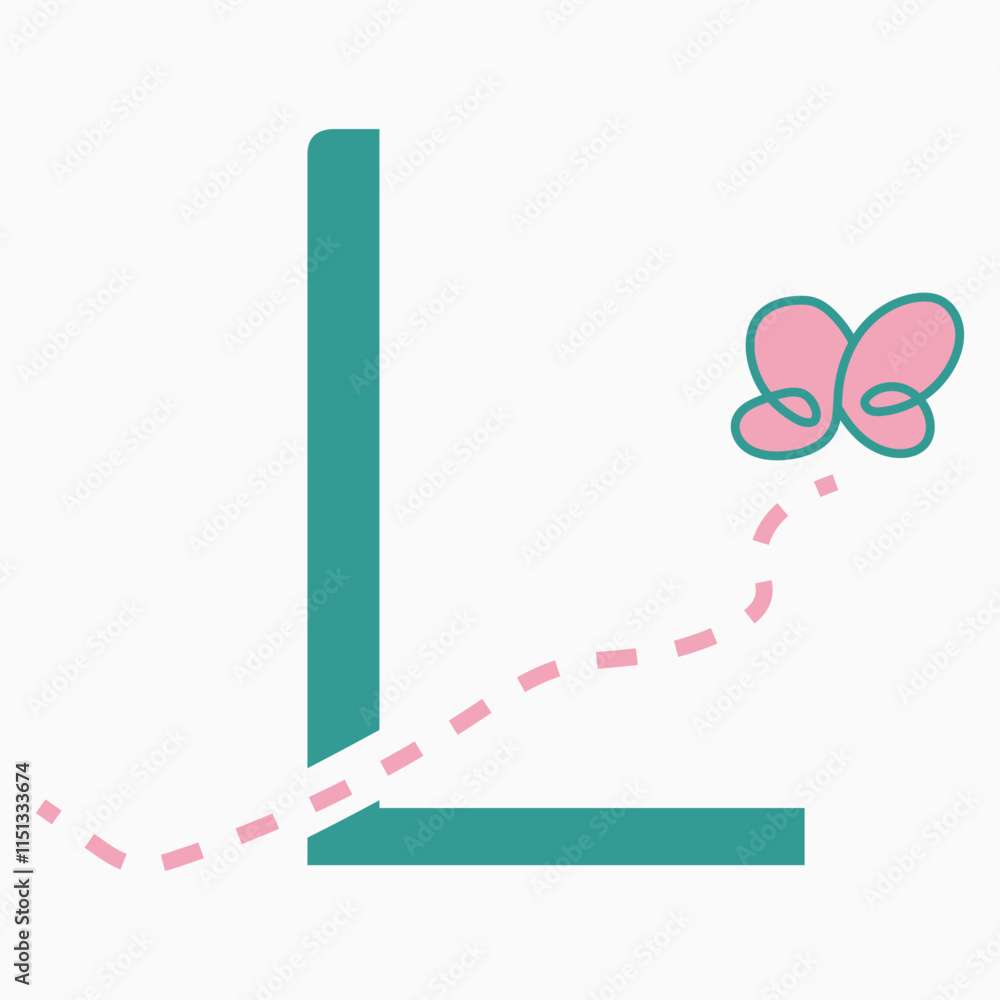 Obraz premium Initial letter L kids logo concept with butterfly symbol vector template. Kid logotype