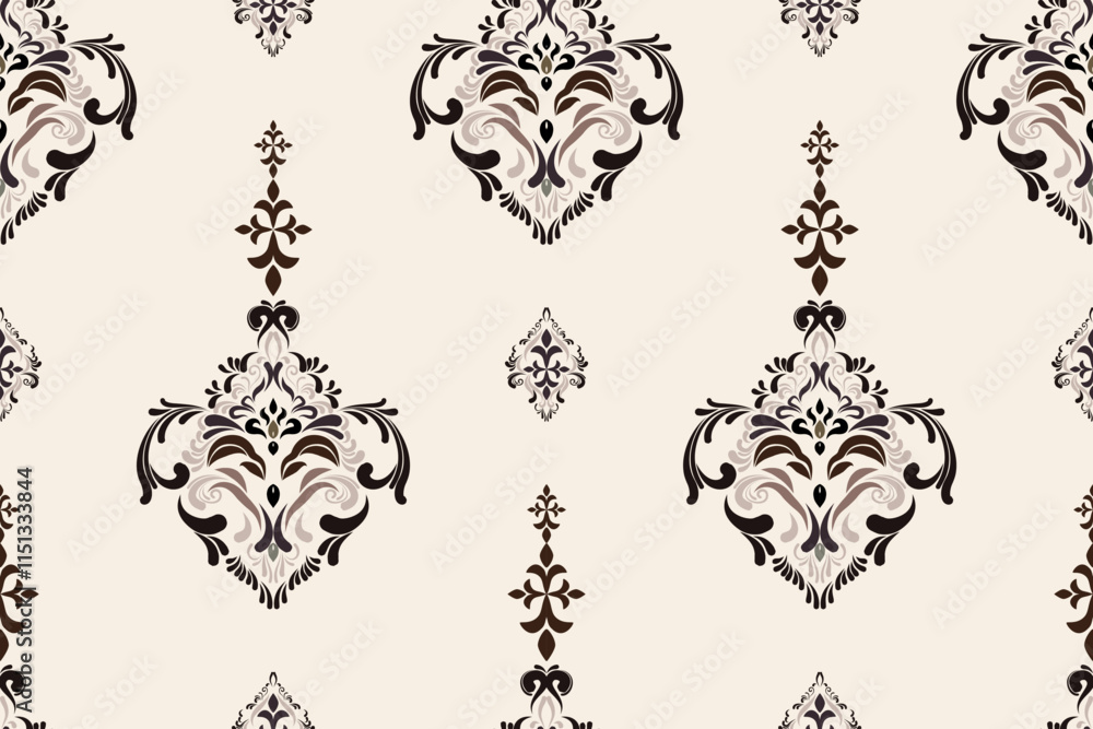 Fototapeta premium Motifs African boho paisley Floral Ikat pattern embroidery border. Ethnic ikat floral Ethnic Indian Pattern Ikat pattern Ethnic Pattern.Border indian floral Aztec embroidery border seamless patterns.