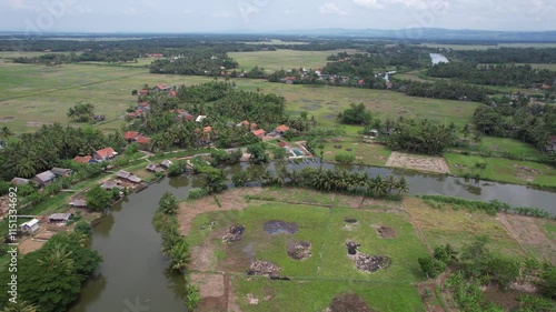 Wallpaper Mural Aerial Cilacap Villages, traditional villages with rice field and river around the villages Cilacap Indonesia Torontodigital.ca