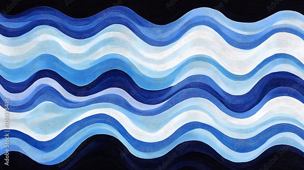 Fototapeta premium Abstract wavy pattern with shades of blue and white.