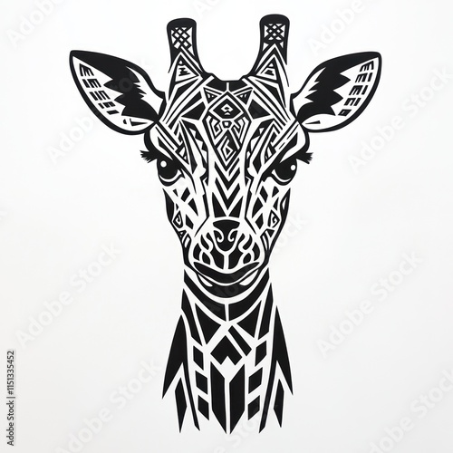 Abstract Tribal Design of a Giraffe Head photo