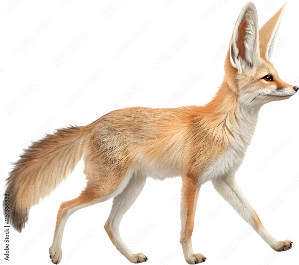 Fototapeta premium Charming and playful Fennec Foxes cartoon clipart, ideal for animal-themed illustrations.