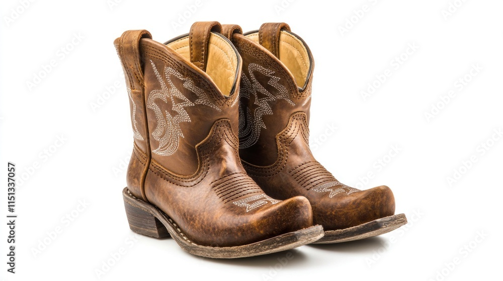 Pair of Brown Leather Cowboy Boots