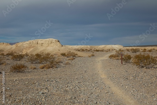 Photography Hiking and cycling trail through the desert landscape of the Tule Springs Fossil