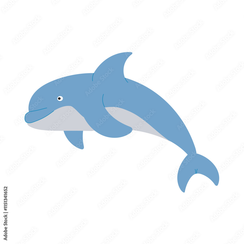 Obraz premium dolphin swimming gracefully with a friendly expression in a simplistic style