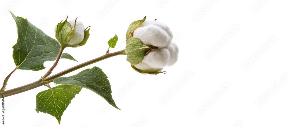 Cotton tree with cotton balls on white background Cotton tree with cotton balls on white background