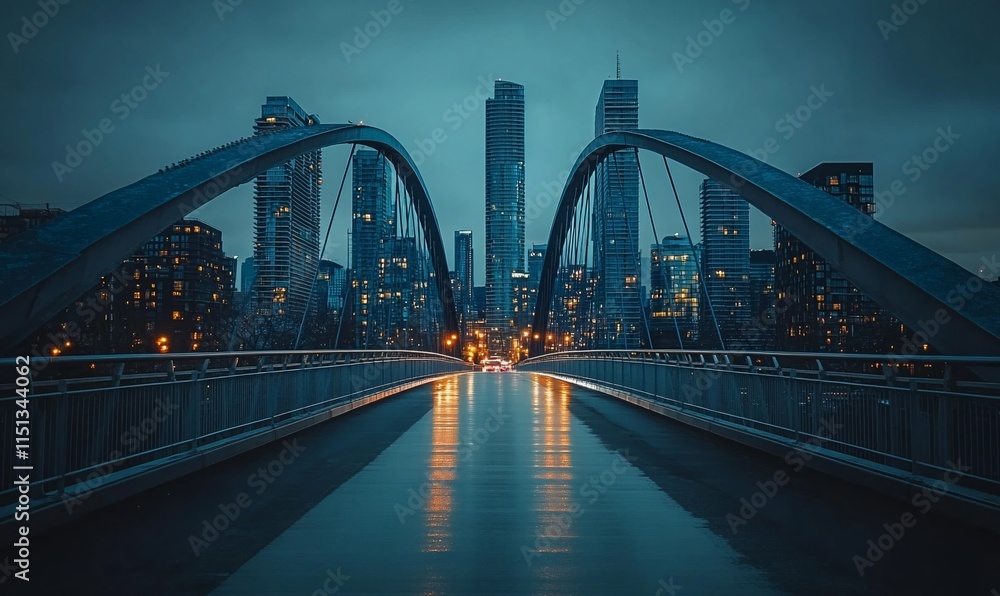 Obraz premium City bridge view in evening.