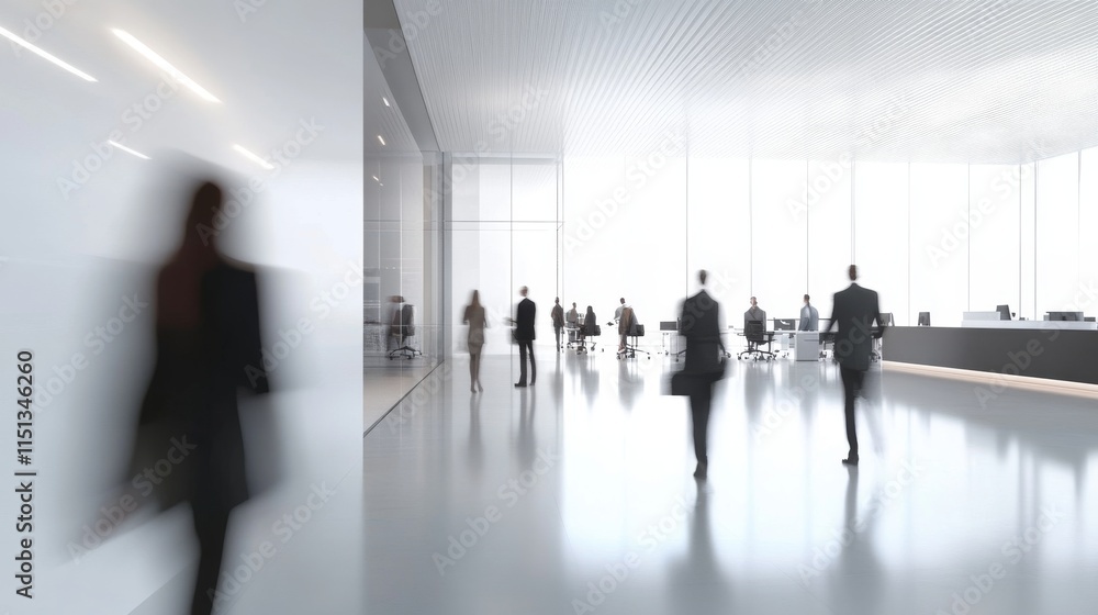 Bright and modern business workplace scene featuring people walking in motion, showcasing dynamic office environment, collaborative spaces, and contemporary interior design for professional settings Bright and modern business workplace scene featuring people walking in motion, showcasing dynamic office environment, collaborative spaces, and contemporary interior design for professional settings