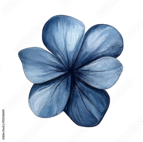 Watercolor painting of a blue flower with transparent background