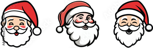 Set Of Santa Claus vector illustration logo design black and white background