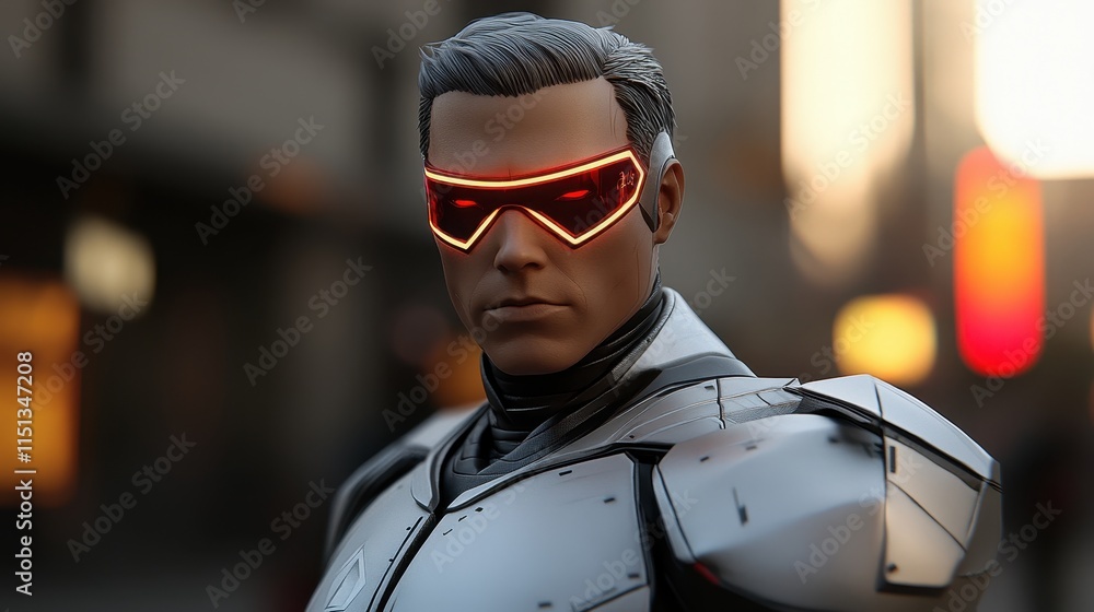 Futuristic Cyborg Man Wearing Advanced Headgear Futuristic Cyborg Man Wearing Advanced Headgear