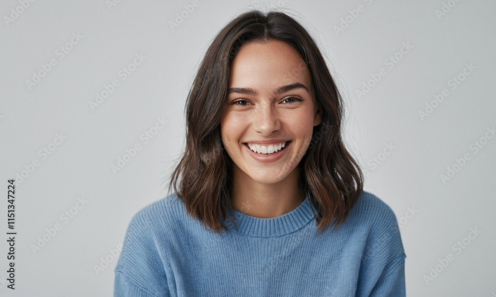 portrait of a young happy woman smiling on white background
portrait of a young happy woman smiling on white background