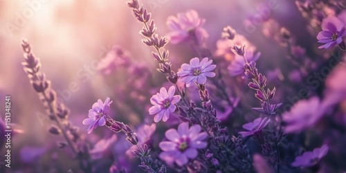 Stunning close up of beautiful wild flowers in lilac and pink hues, showcasing the intricate details of these beautiful wild flowers, perfect for nature enthusiasts and floral imagery lovers.