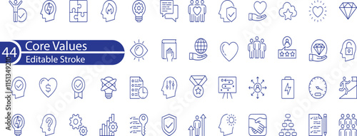 Core Values line editable icon set