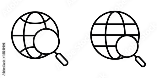 "Globe Search Icon for Global Connectivity and Information Applications"