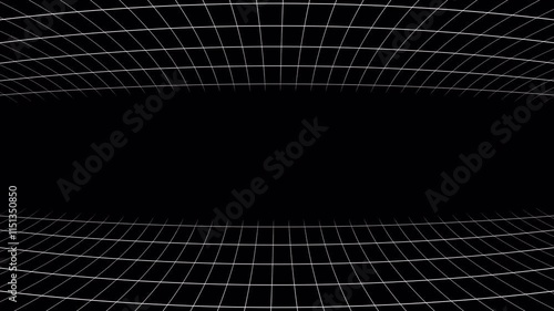 4K motion background with curved grid lines scrolling horizontally at the top and bottom.