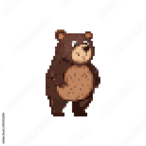 Vector cutr pixel art illustration bear. Pixelated bear. for game and icon for website and video game. Old school retro animal. photo