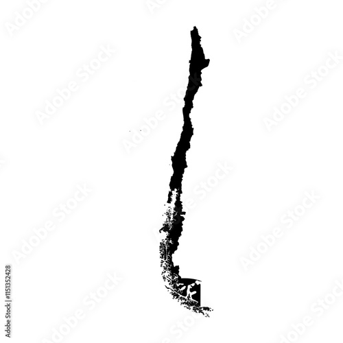 Chile high detailed vector representation of country silhouette in solid black on white background. For educational, decorative, or informational use showcasing the national outline.