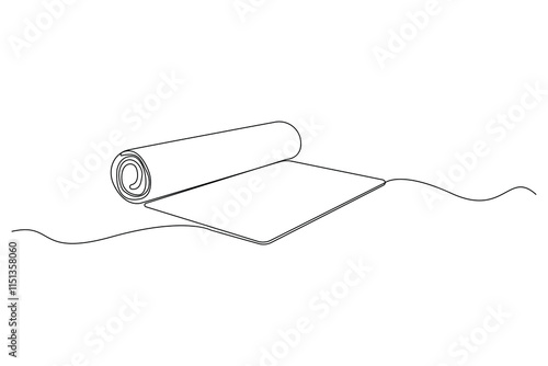 Hand-drawn yoga mat continuous line drawing. Yoga mat outline vector isolated on white background