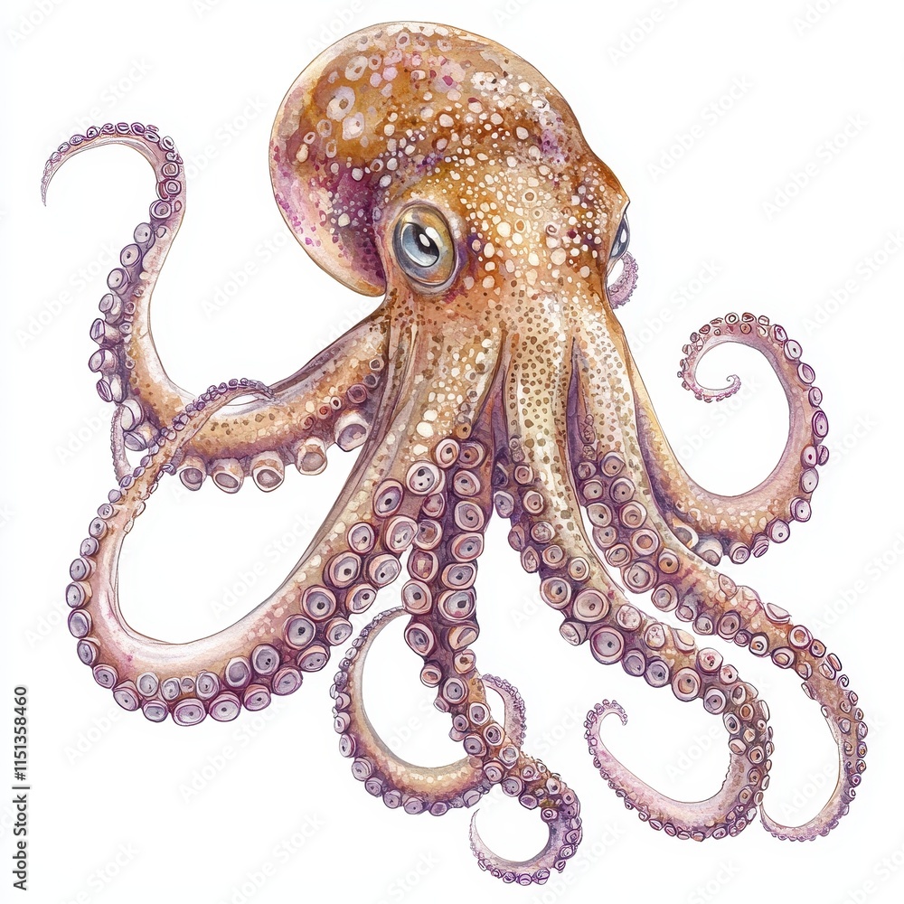 Obraz premium Detailed Illustration of a Colorful Octopus with Intricate Patterns and Textures
