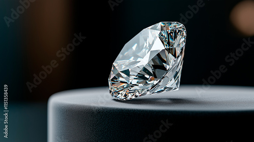 Brilliant-Cut Diamond on Dark Surface