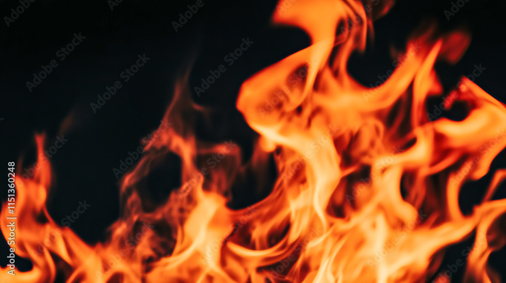 Vibrant flames in dark background - intense fire and heat Vibrant flames in dark background - intense fire and heat