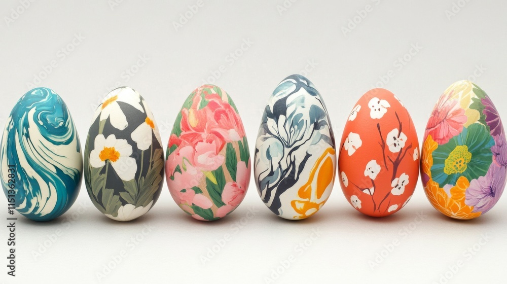 Six Decorated Easter Eggs In A Row Six Decorated Easter Eggs In A Row