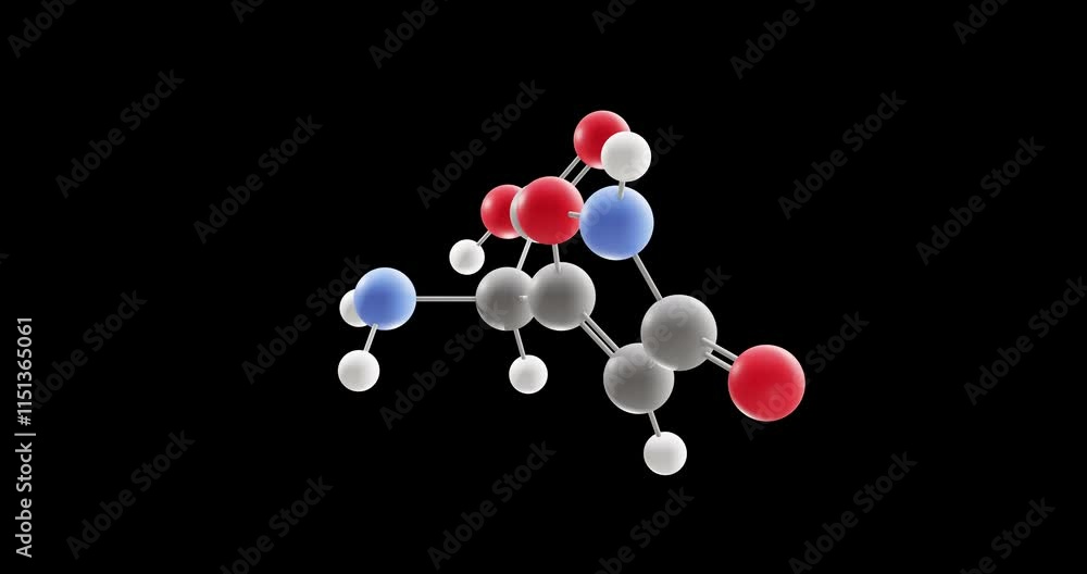 Ibotenic acid molecule, rotating 3D model of psychoactive drug, looped video on a black background Ibotenic acid molecule, rotating 3D model of psychoactive drug, looped video on a black background