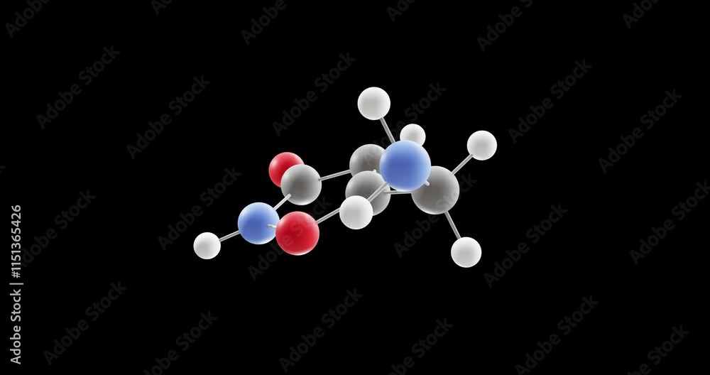 Muscimol molecule, rotating 3D model of orthosteric agonist gabaa receptors, looped video on a black background Muscimol molecule, rotating 3D model of orthosteric agonist gabaa receptors, looped video on a black background