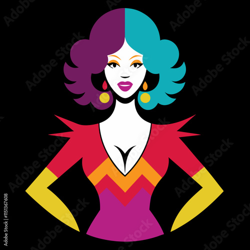 Colorful Disco Diva Illustration Perfect Fit for T-Shirt Designs