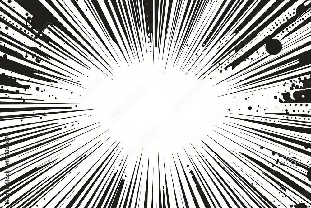 Naklejka premium Radiating lines create dynamic energy burst, emphasizing movemen