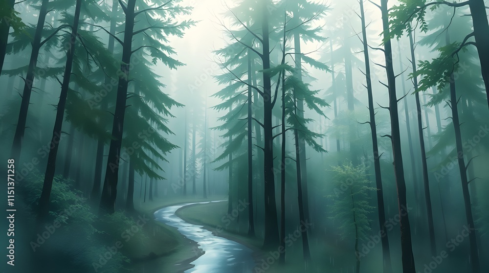 Fototapeta premium misty morning in the forest