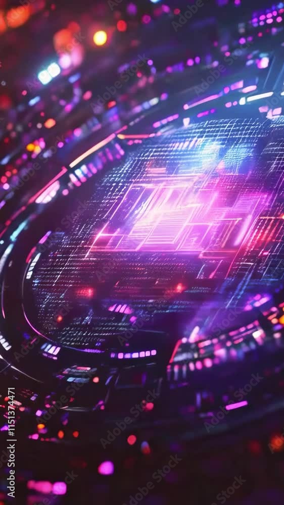 Vivid Neon Abstract Digital Technology Background with Futuristic Lines and Glowing Shapes new beautiful stock 9x16 vertical video footage animation AI Vivid Neon Abstract Digital Technology Background with Futuristic Lines and Glowing Shapes new beautiful stock 9x16 vertical video footage animation AI