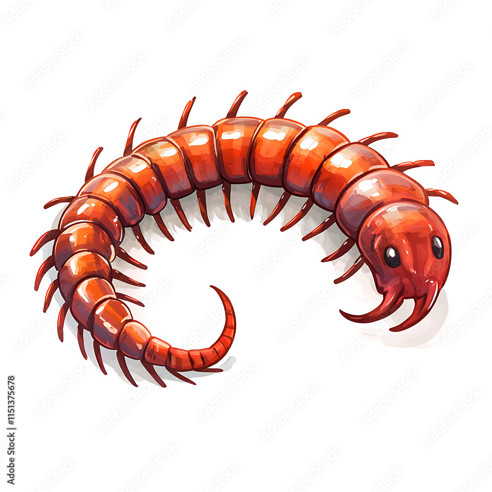 Fototapeta premium Vibrant Orange Centipede in Detailed Illustration