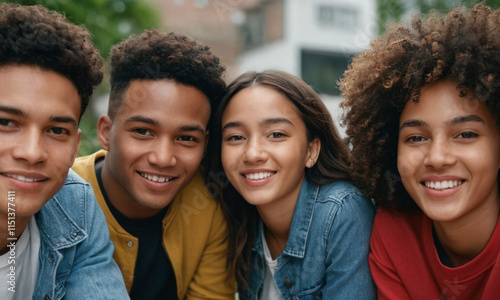 Multiethnic young friends enjoying together
