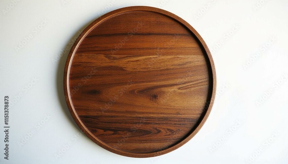 Circular wooden sign board with polished grain on a white background Circular wooden sign board with polished grain on a white background