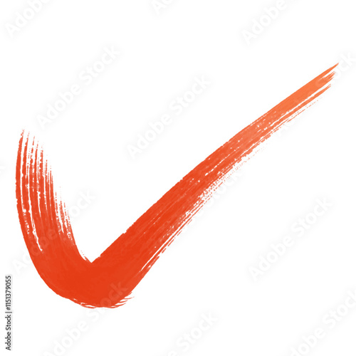 手描きの赤い筆文字のチェックマーク