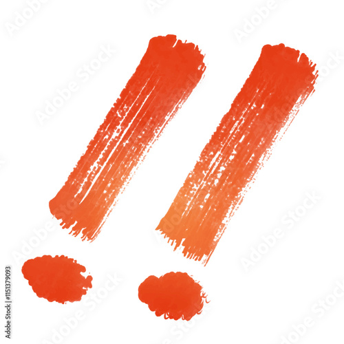 手描きの赤い筆文字のビックリマーク、エクスクラメーションマーク