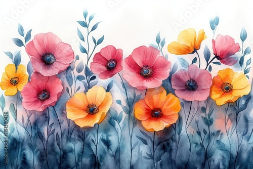Wallpaper Mural colorful watercolor banner celebrating mother's day, adorned with vibrant flowers and soft hues, leaving space for text, evoking warmth and love in a joyful design Torontodigital.ca