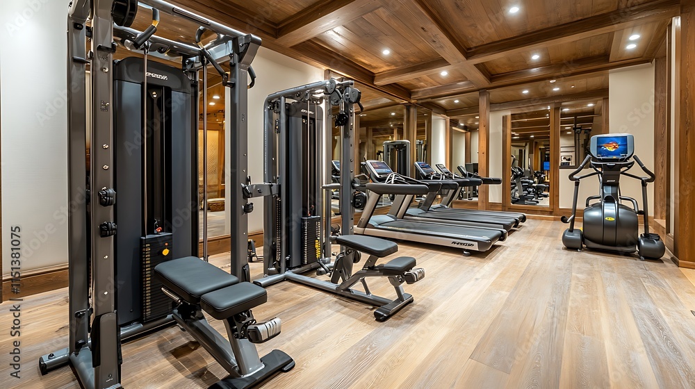 Upscale gym with modern equipment for Perfect a luxurious workout concept. Upscale gym with modern equipment for Perfect a luxurious workout concept.