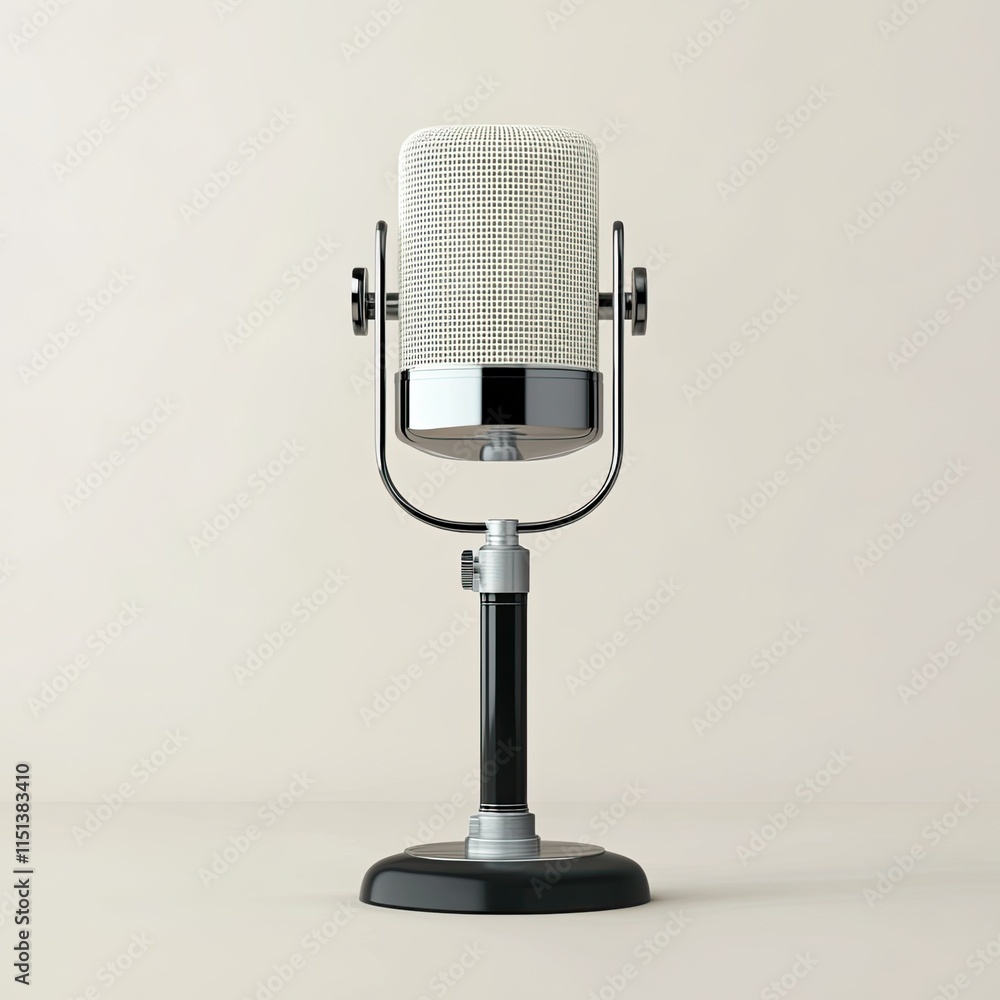 Reporter microphone with blank transparent box (3D rendering). Reporter microphone with blank transparent box (3D rendering).